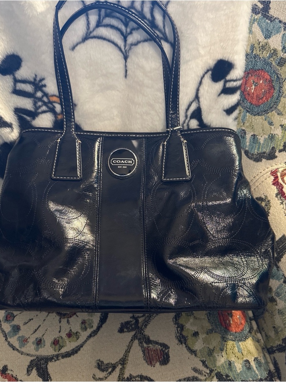Coach Black Patent Leather Shoulder Bag